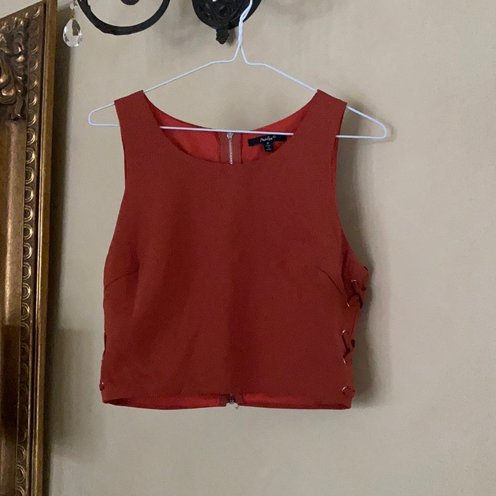 Burnt orange high neck crop top